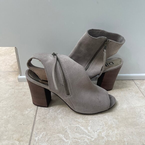 Diba Zora Peep Toe Leather Bootie, Size 9M, Taupe/Grey - Picture 2 of 8